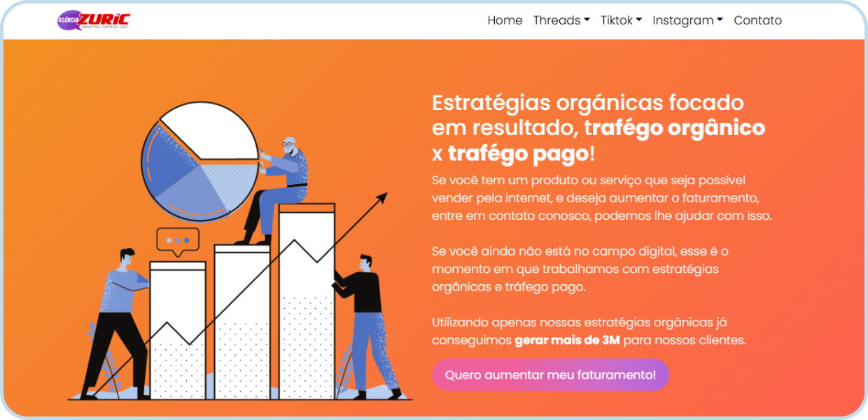 Prnt de tela do site AgenciaZuric