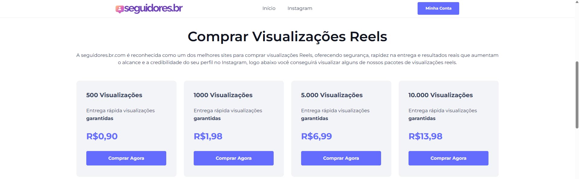 Plataforma seguidoresbr - Visualizações Reels